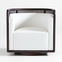 Fields Cane Back Dark Brown and White Swivel Accent Chair by Leanne Ford