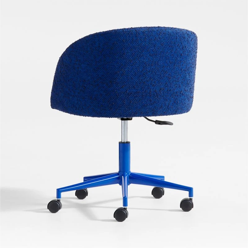 Finch Cobalt Blue Boucle Kids Desk Chair with Blue Base