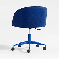 Finch Cobalt Blue Boucle Kids Desk Chair with Blue Base