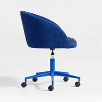 Finch Cobalt Blue Boucle Kids Desk Chair with Blue Base