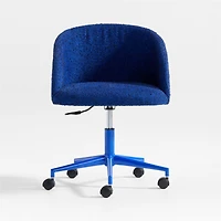 Finch Cobalt Blue Boucle Kids Desk Chair with Blue Base