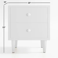 Finn White  Wood 2-Drawer Kids Nightstand
