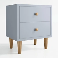 Set of 2 Finn Mist Blue Wood 2-Drawer Kids Nightstand