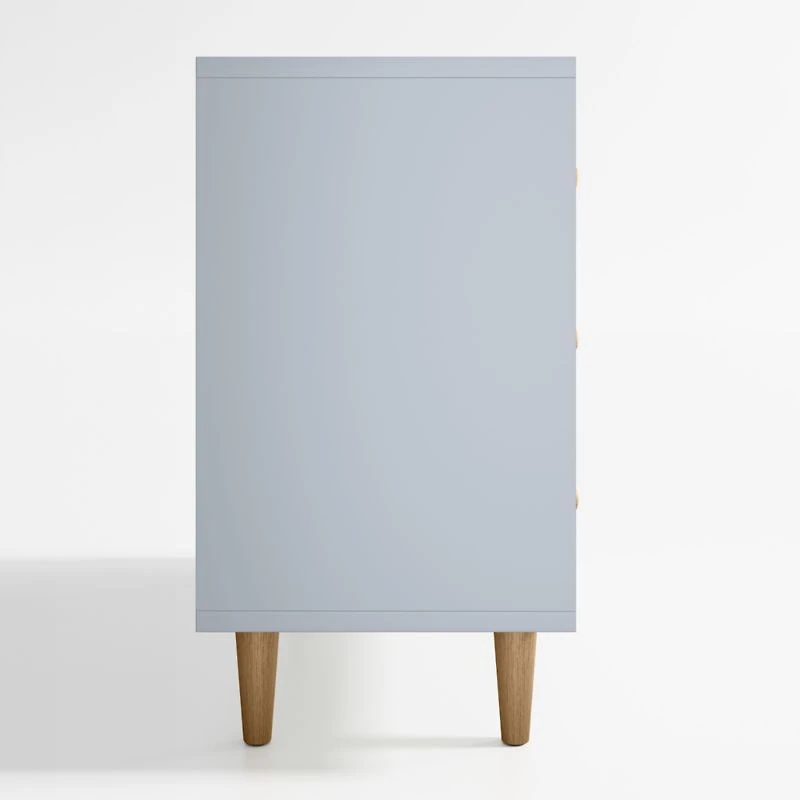 Finn 44" Narrow Mist Blue Wood 3-Drawer Kids Dresser with Door