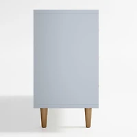 Finn 44" Narrow Mist Blue Wood 3-Drawer Kids Dresser with Door