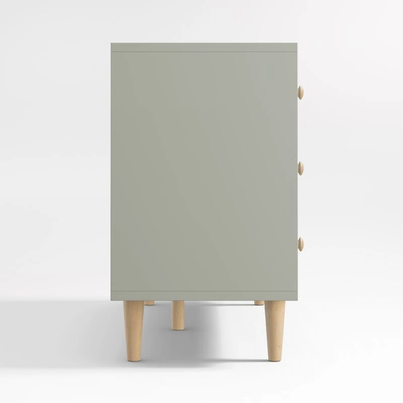 Finn 51" Sage Green Wood Wide 6-Drawer Kids Dresser