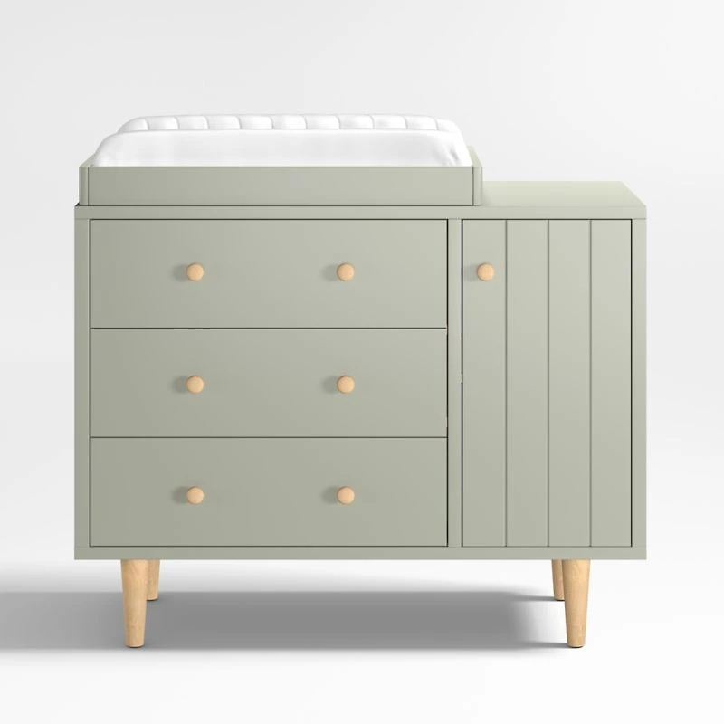 Finn Sage Green Wood Baby Changing Table Topper