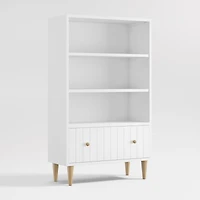 Finn Tall White Wood 3-Shelf Kids Bookcase with Drawer