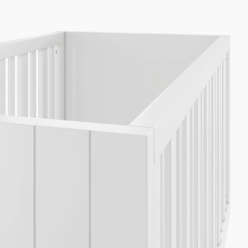 Finn White Wood Convertible Baby Crib with Toddler Bed Rail