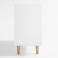 Finn 44" Narrow White Wood 3-Drawer Kids Dresser with Door