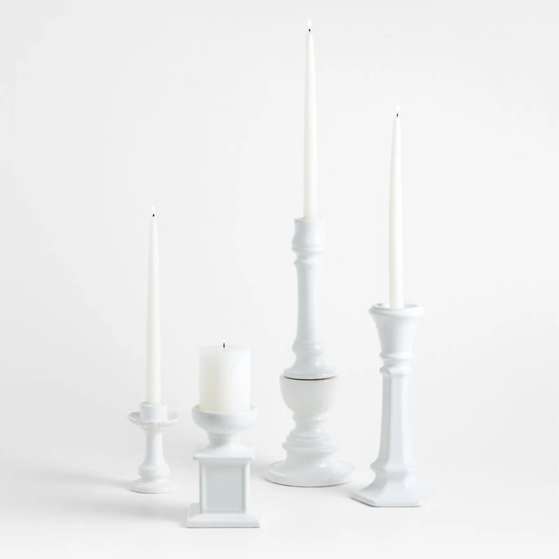 Firenze 5" White Ceramic Taper Candle Holder