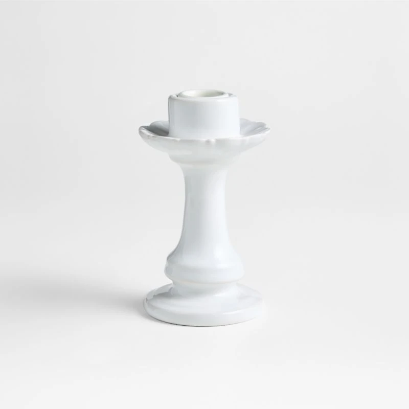 Firenze 5" White Ceramic Taper Candle Holder