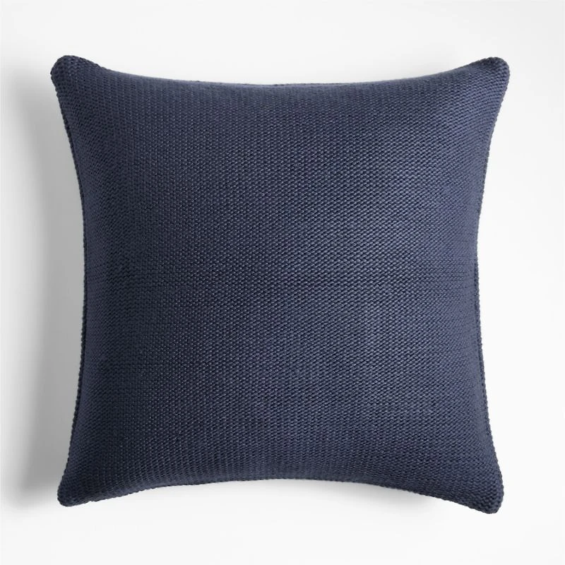 Deep Indigo Wool Blend 23" Fisherman Knit Throw Pillow Cover