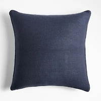 Deep Indigo Wool Blend 23" Fisherman Knit Throw Pillow Cover