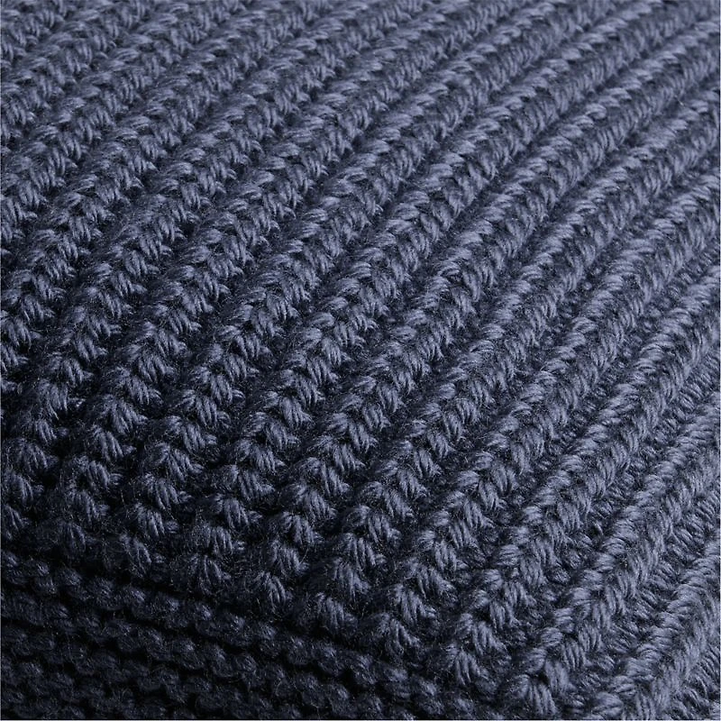 Deep Indigo Wool Blend 23" Fisherman Knit Throw Pillow Cover