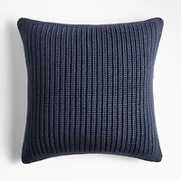 Deep Indigo Wool Blend 23" Fisherman Knit Throw Pillow Cover