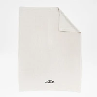 Arctic Ivory Wool Blend 70''x55" Fisherman Knit Throw Blanket