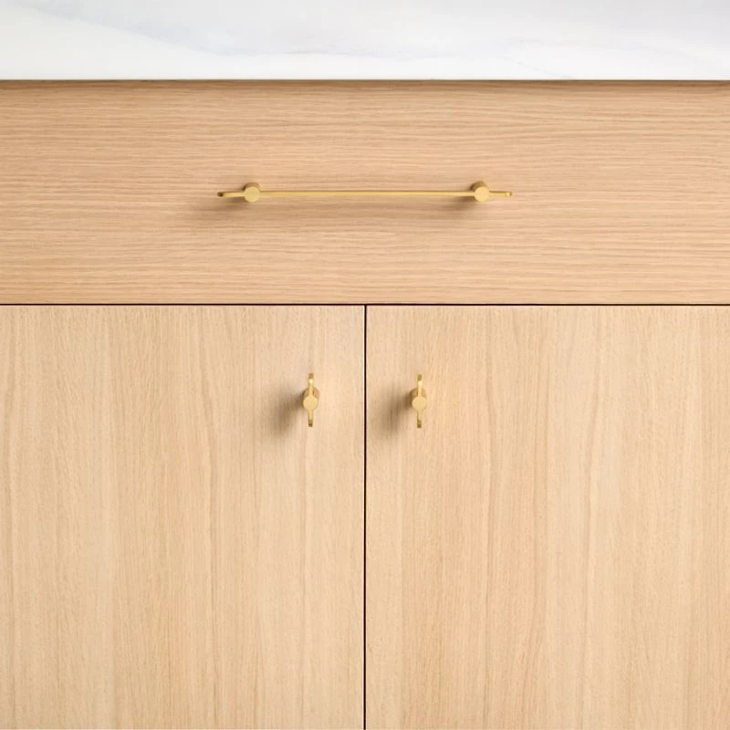 Flat 3" Brushed Brass Cabinet Drawer Bar Pull