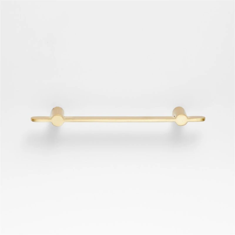Flat 4" Brushed Brass Cabinet Drawer Bar Pull