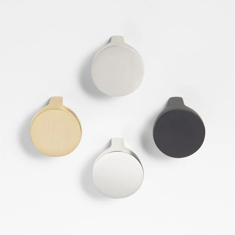 Flat Round Matte Black Cabinet Knob