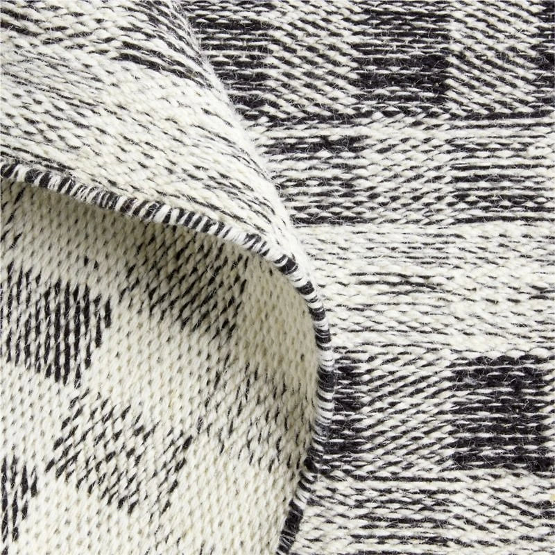 Flatweave Wool Checkerboard Charcoal Kids Area Rug 5'x8'