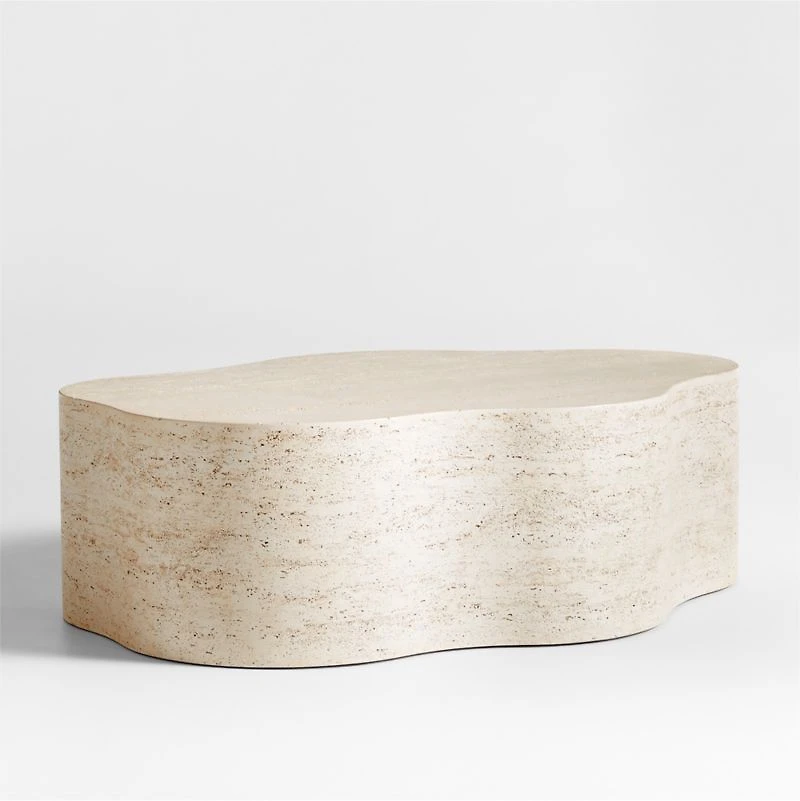 Fleur Faux Travertine Resin 52" Coffee Table