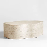 Fleur Faux Travertine Resin 52" Coffee Table