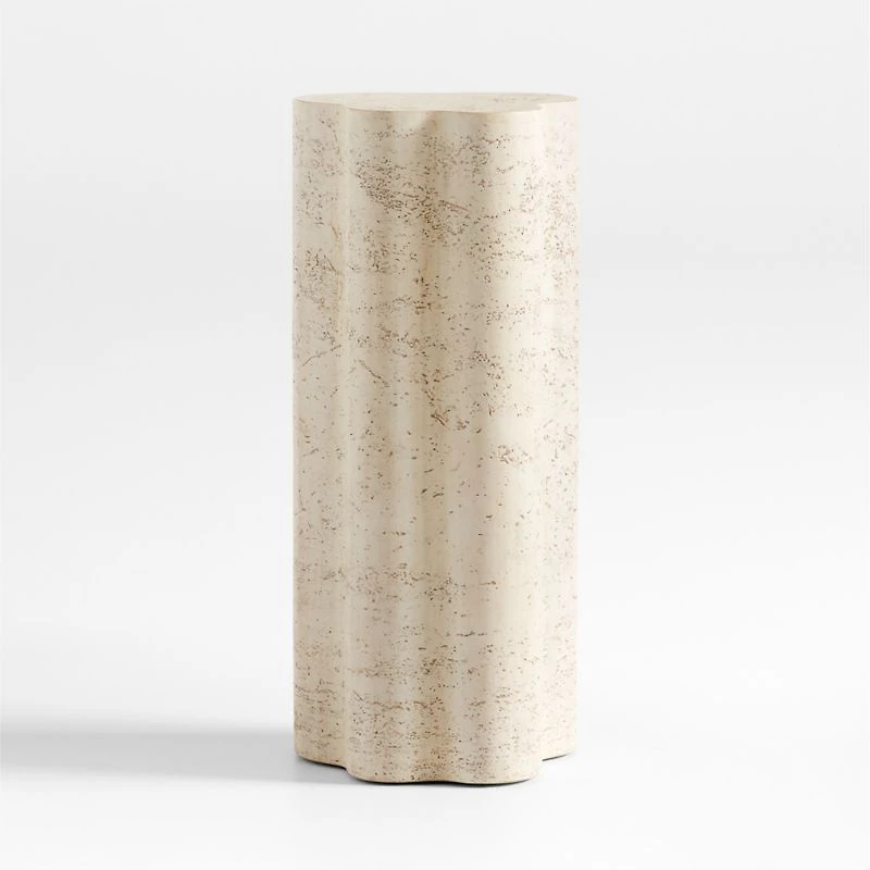 Fleur Tall Faux Travertine Resin Drink Table