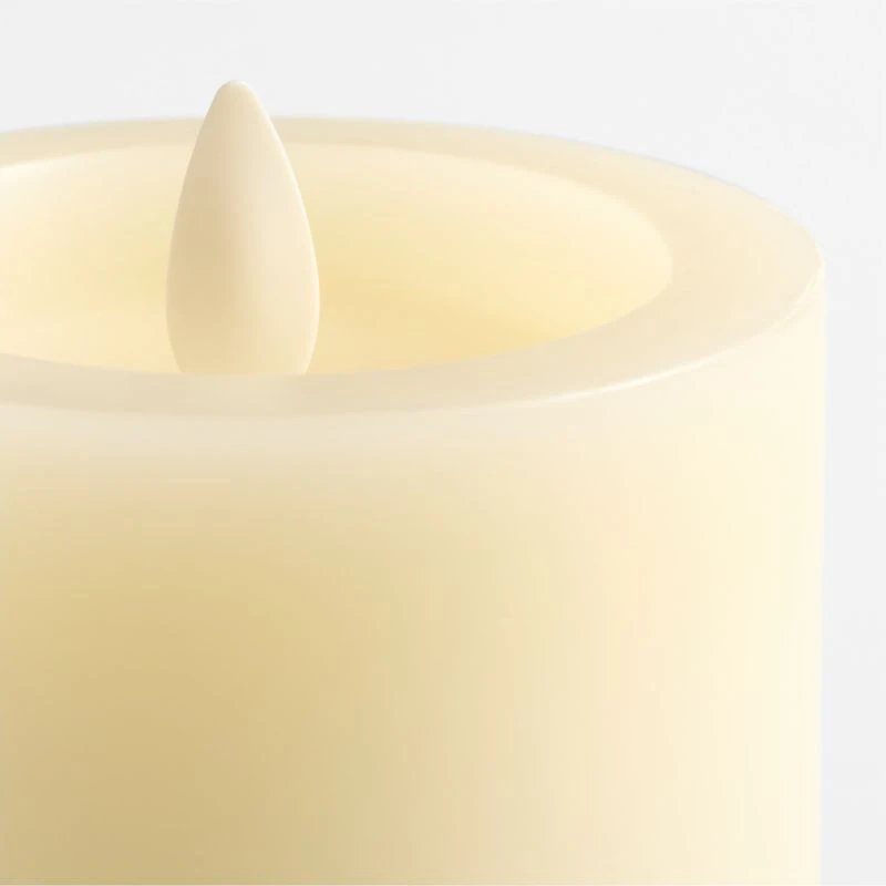 Ivory Flicker Flameless 4"x8" Wax Pillar Candle