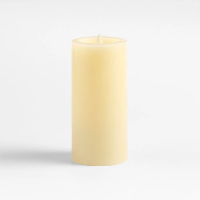 Ivory Flicker Flameless 4"x8" Wax Pillar Candle