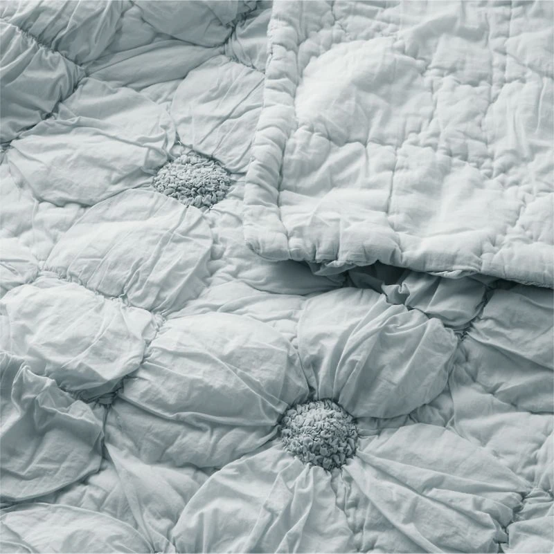 Flora Voile Organic Cotton Textured Pale Blue Standard Bed Pillow Sham