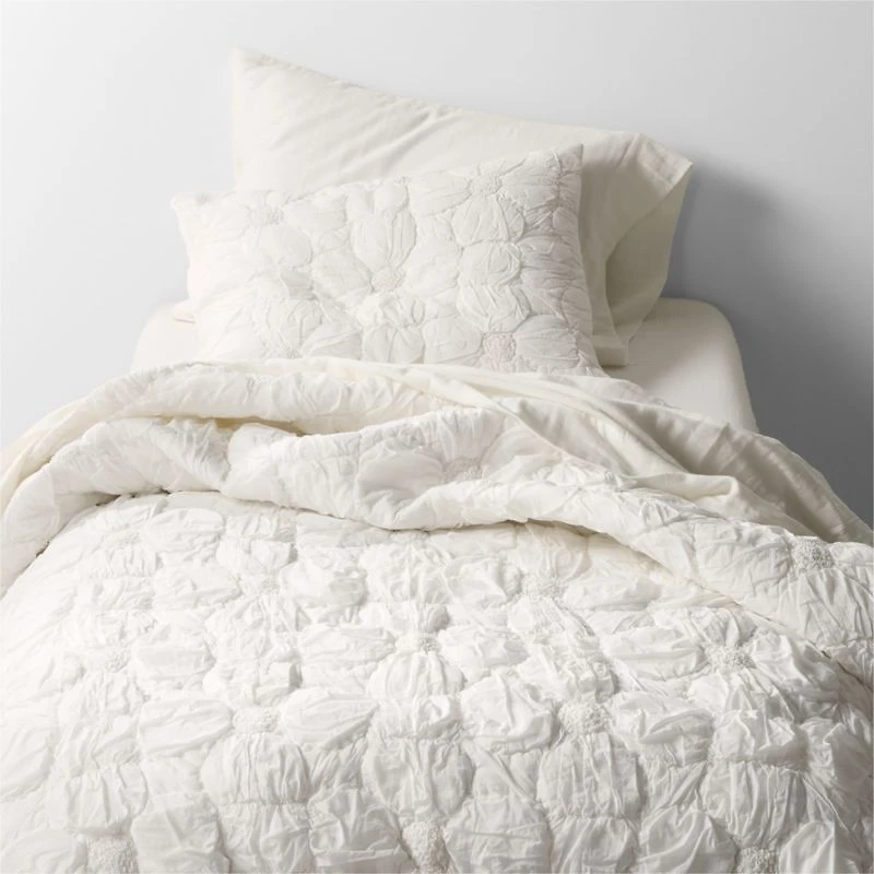 Flora Voile Organic Cotton Textured Pampas Ivory Standard Bed Pillow Sham