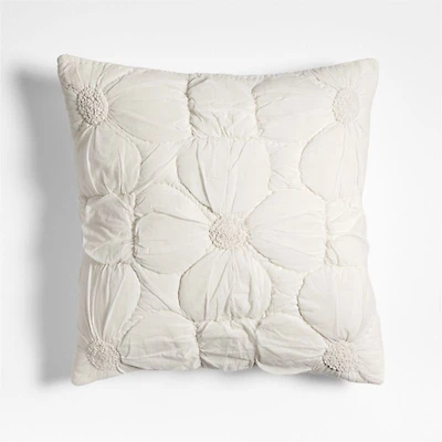 Flora Voile Textured Organic Cotton 20"x20" Pampas Ivory Throw Pillow Cover