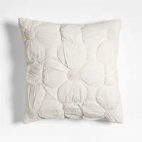 Flora Voile Textured Organic Cotton 20"x20" Pampas Ivory Throw Pillow Cover