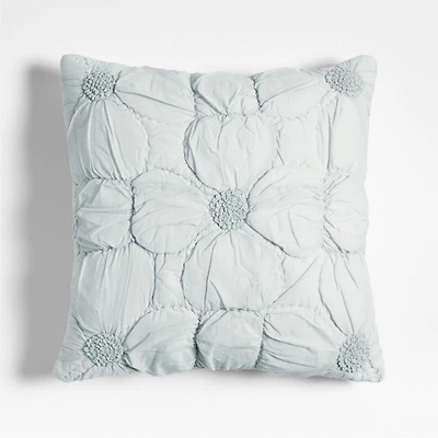 Flora Voile Textured Organic Cotton 20"x20" Pale Blue Throw Pillow Cover