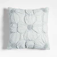 Flora Voile Textured Organic Cotton 20"x20" Pale Blue Throw Pillow Cover