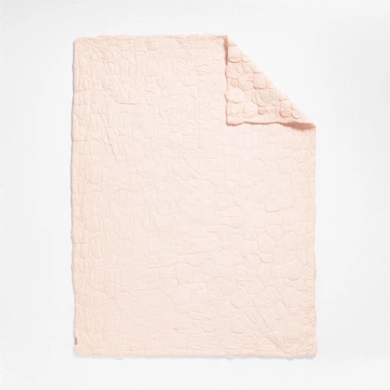 Flora Pink Tint Textured Organic Cotton Voile Kids Twin Quilt