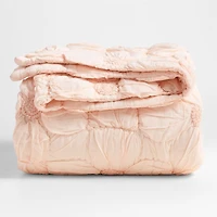 Flora Pink Tint Textured Organic Cotton Voile Kids Twin Quilt