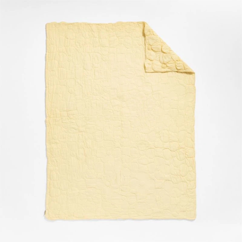 Flora Straw Yellow Textured Organic Cotton Voile Kids Twin Quilt