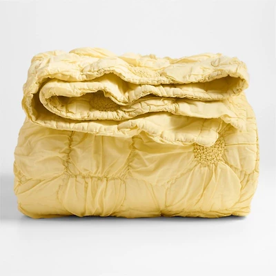 Flora Straw Yellow Textured Organic Cotton Voile Kids Twin Quilt