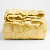 Flora Straw Yellow Textured Organic Cotton Voile Kids Twin Quilt