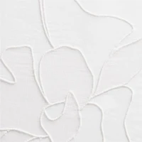 Floral Eyelet Crisp White Organic Cotton Sheer Window Curtain Panel 52"x96"