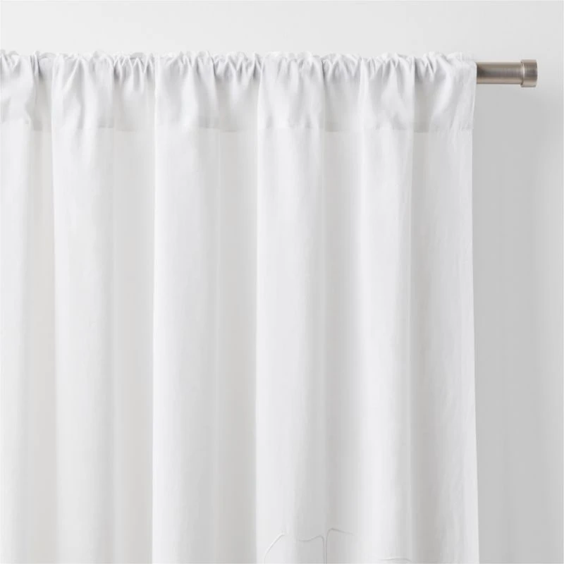 Floral Eyelet Crisp White Organic Cotton Sheer Window Curtain Panel 52"x96"