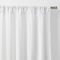 Floral Eyelet Crisp White Organic Cotton Sheer Window Curtain Panel 52"x96"