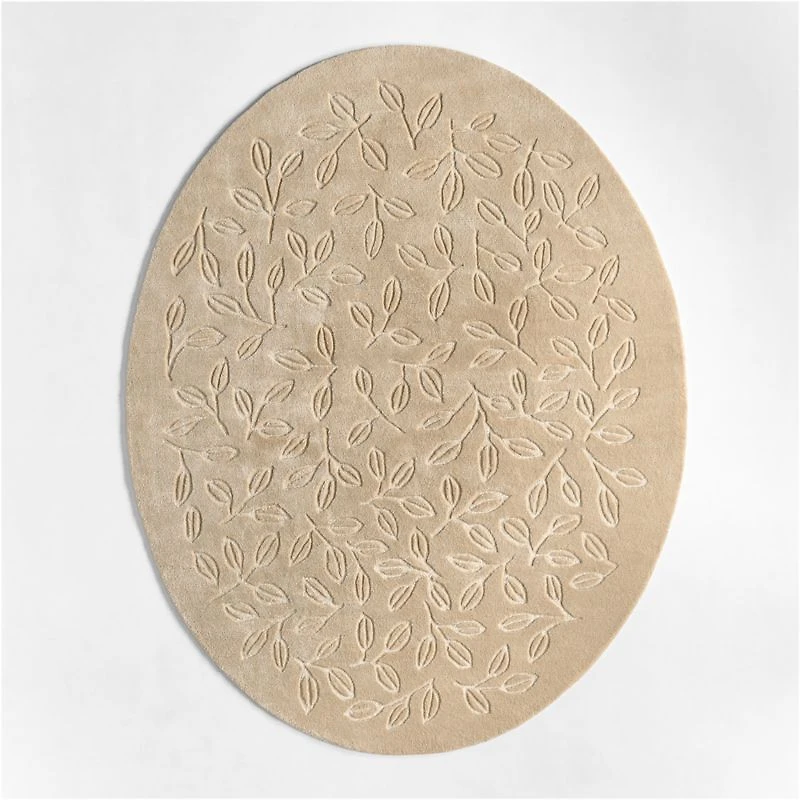 Floral Oval Pampas Ivory Kids Performance Area Rug 8'x10'