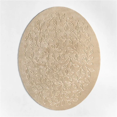 Floral Oval Pampas Ivory Kids Performance Area Rug 8'x10'