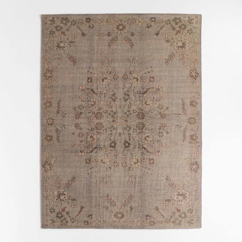 Florence Performance Traditional Floral Blue Handknotted Area Rug 6'x9'