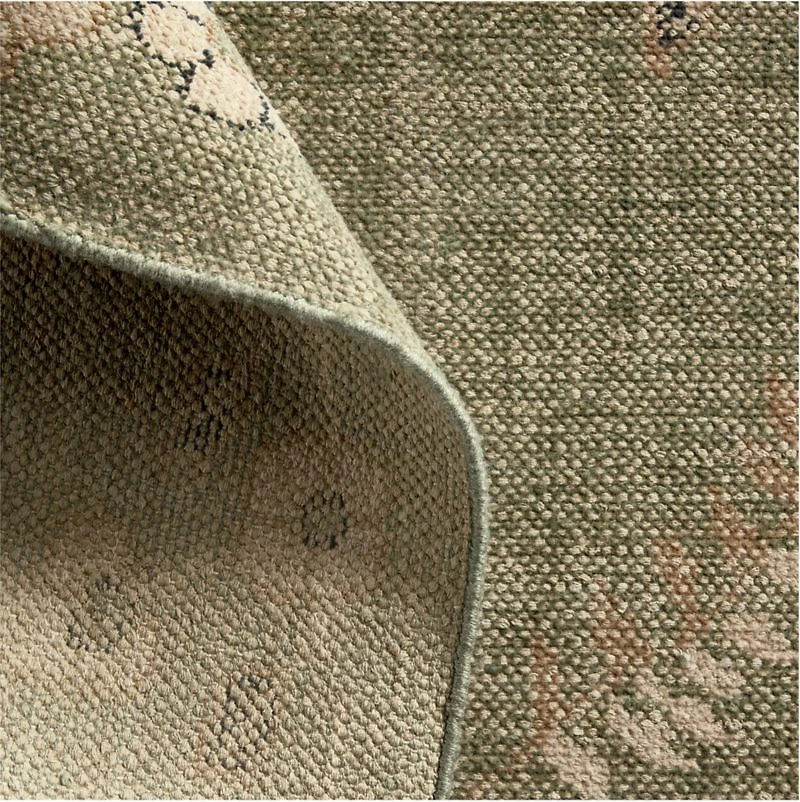 Florence Performance Traditional Floral Green Handknotted Area Rug 6'x9'