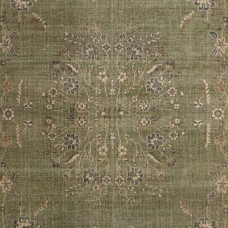 Florence Performance Traditional Floral Green Handknotted Area Rug 6'x9'