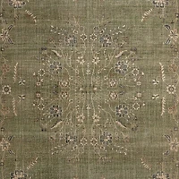 Florence Performance Traditional Floral Green Handknotted Area Rug 6'x9'